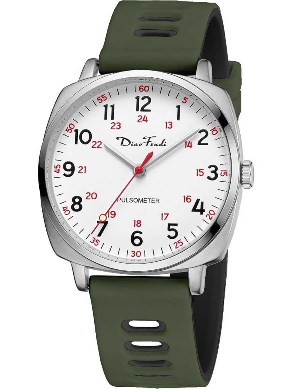 Women's Silver-Army Green Black Waterproof Nurse Second Hand Military Watches